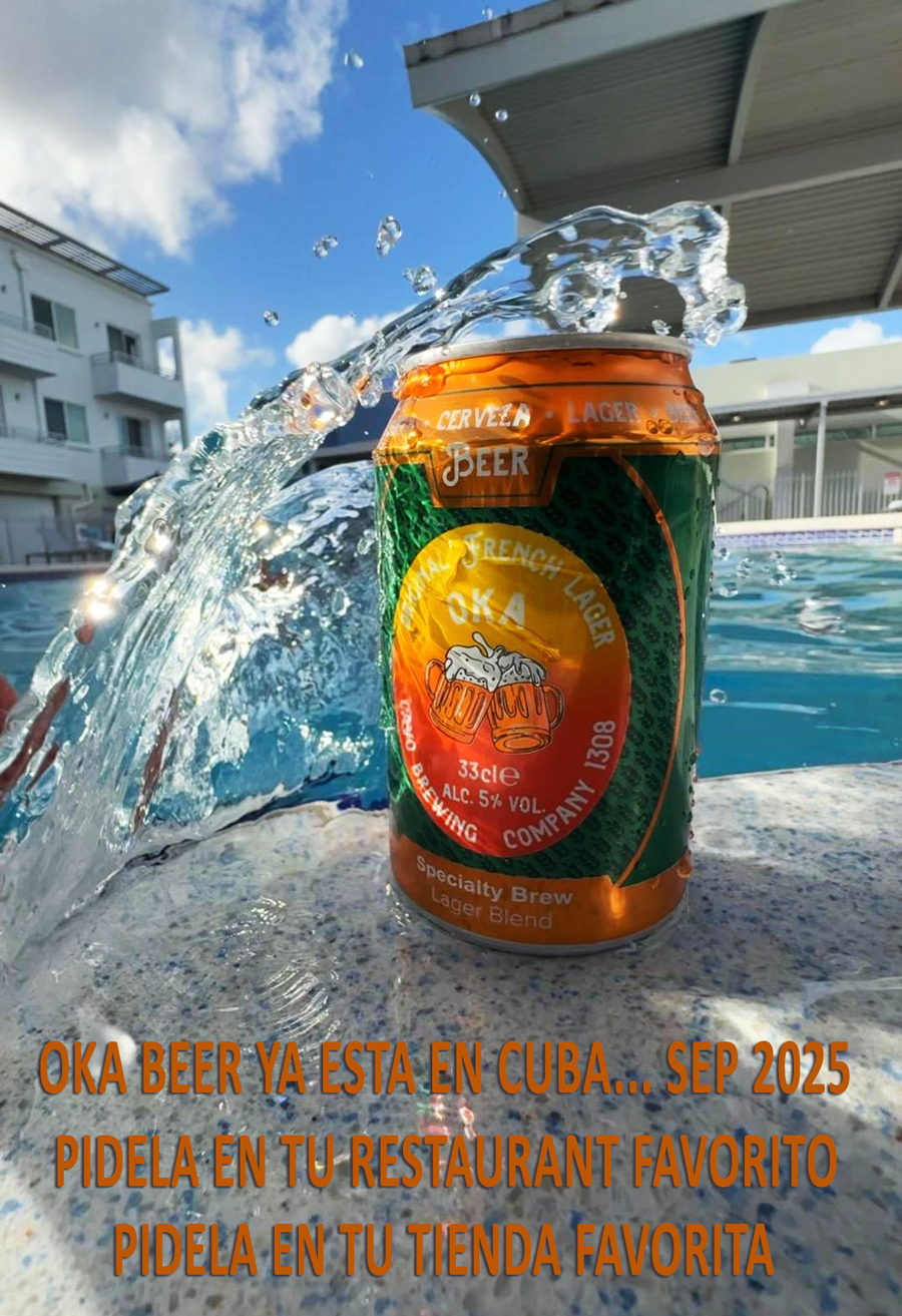 OKA beer the lager beer manufacturing industry to support beer and beverage distributors in Cuba, Santo Domingo, Mexico, Panama, Colombia and United States of America